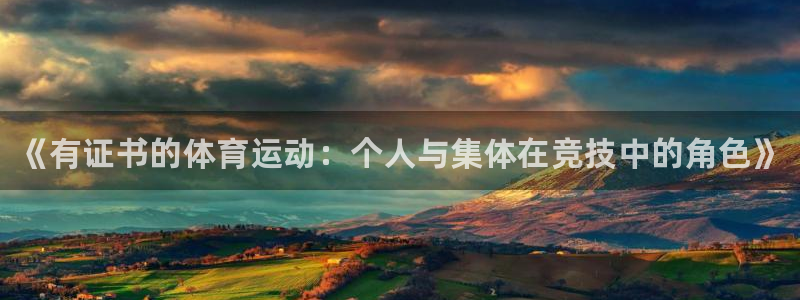三亿体育网页版：《有证书的体育运动：个人与集体在竞技中的角色》